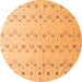 Round Machine Washable Solid Orange Modern Area Rugs, wshabs4573org