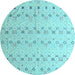 Round Machine Washable Solid Light Blue Modern Rug, wshabs4573lblu