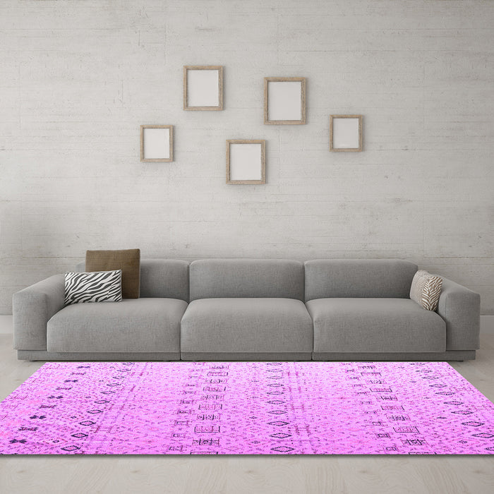 Machine Washable Solid Purple Modern Area Rugs in a Living Room, wshabs4573pur