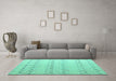 Machine Washable Solid Turquoise Modern Area Rugs in a Living Room,, wshabs4573turq