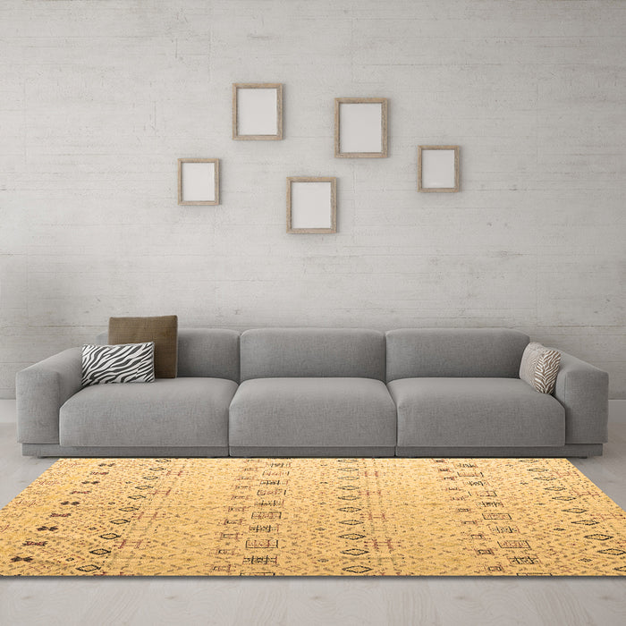 Machine Washable Solid Brown Modern Rug in a Living Room,, wshabs4573brn