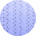 Round Machine Washable Solid Blue Modern Rug, wshabs4573blu