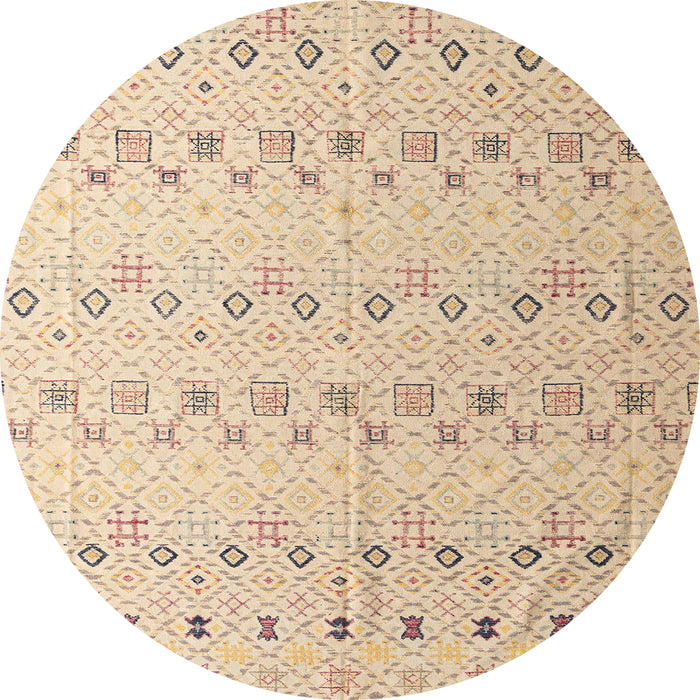 Round Machine Washable Abstract Light Copper Gold Rug, wshabs4573