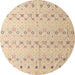 Round Machine Washable Abstract Light Copper Gold Rug, wshabs4573