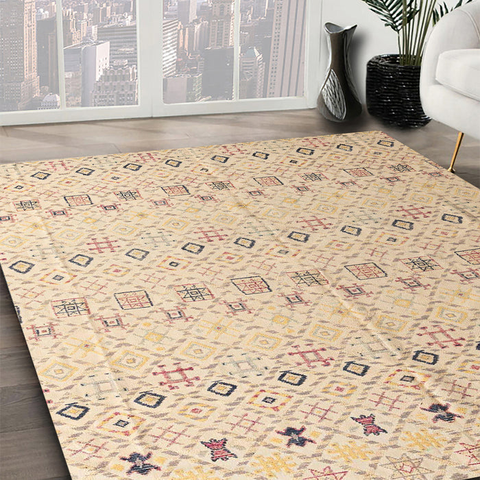 Machine Washable Abstract Light Copper Gold Rug in a Family Room, wshabs4573