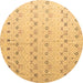 Round Solid Brown Modern Rug, abs4573brn