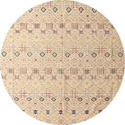 Round Abstract Light Copper Gold Solid Rug, abs4573
