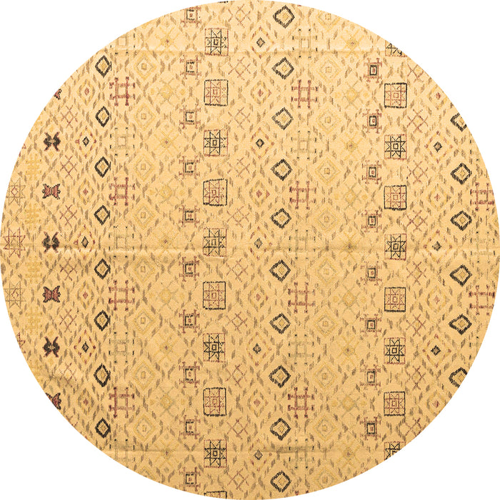 Round Machine Washable Solid Brown Modern Rug, wshabs4573brn
