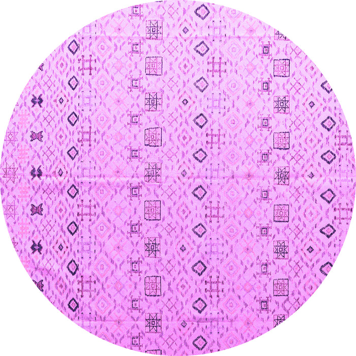 Round Machine Washable Solid Purple Modern Area Rugs, wshabs4573pur