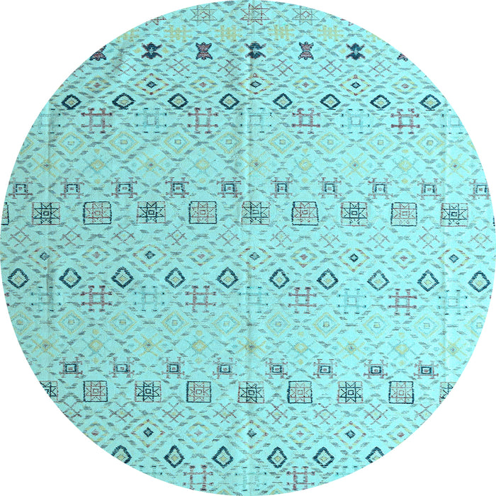 Round Solid Light Blue Modern Rug, abs4573lblu