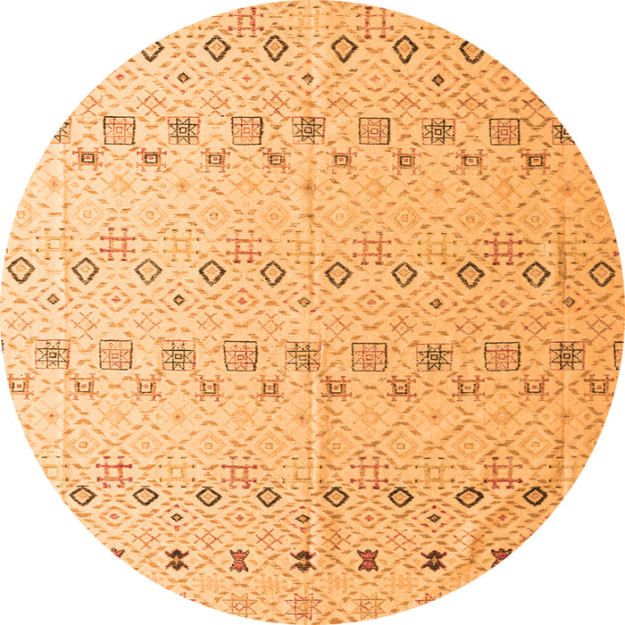 Round Solid Orange Modern Rug, abs4573org