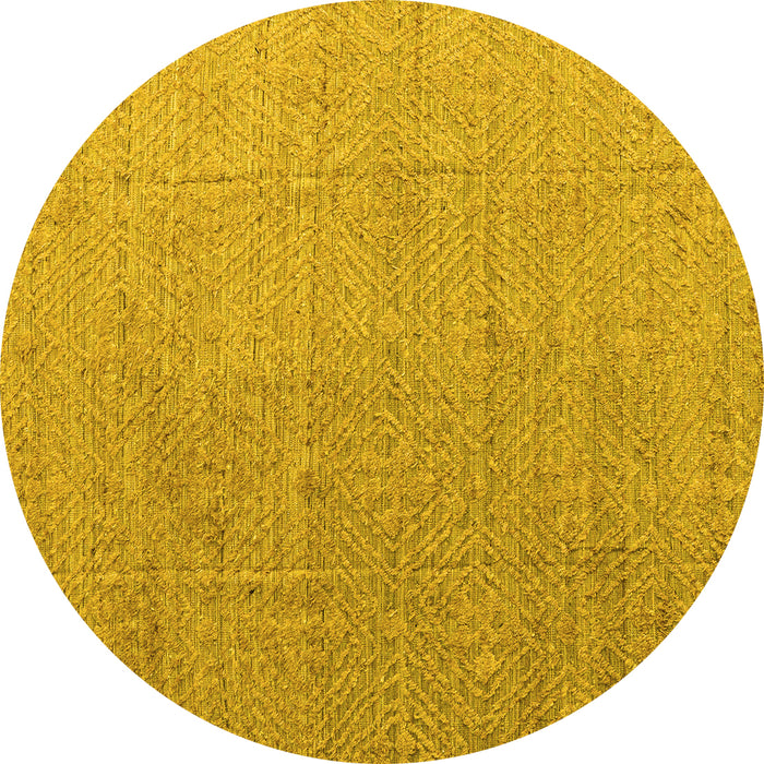 Round Machine Washable Abstract Yellow Modern Rug, wshabs4574yw