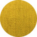 Round Machine Washable Abstract Yellow Modern Rug, wshabs4574yw