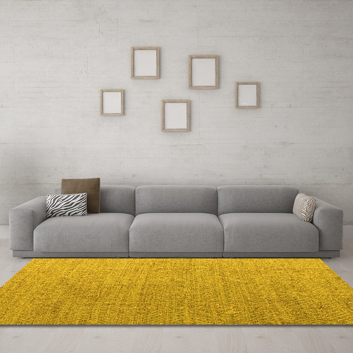 Machine Washable Abstract Yellow Modern Rug in a Living Room, wshabs4574yw