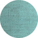 Round Machine Washable Abstract Light Blue Modern Rug, wshabs4574lblu