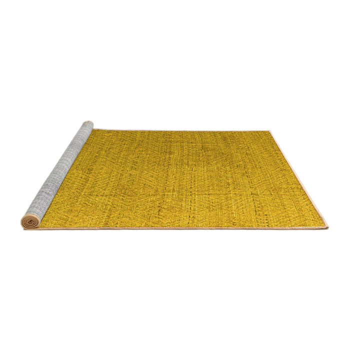 Sideview of Machine Washable Abstract Yellow Modern Rug, wshabs4574yw
