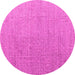 Round Machine Washable Abstract Pink Modern Rug, wshabs4574pnk