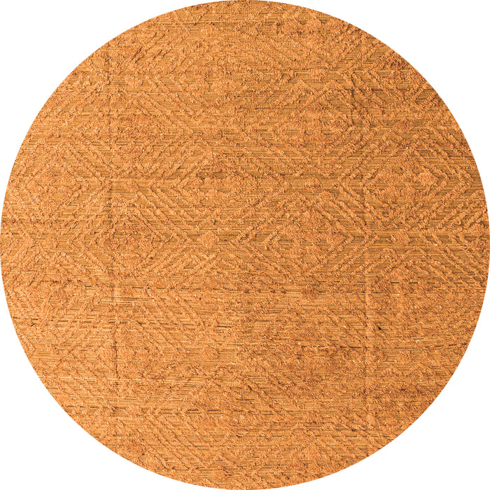 Round Machine Washable Abstract Orange Modern Area Rugs, wshabs4574org