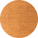 Round Machine Washable Abstract Orange Modern Area Rugs, wshabs4574org