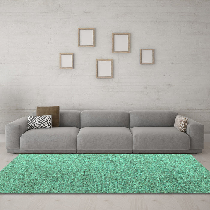 Machine Washable Abstract Turquoise Modern Area Rugs in a Living Room,, wshabs4574turq