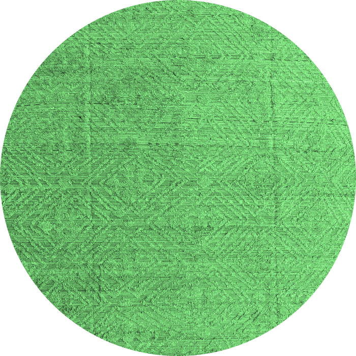 Round Abstract Emerald Green Modern Rug, abs4574emgrn