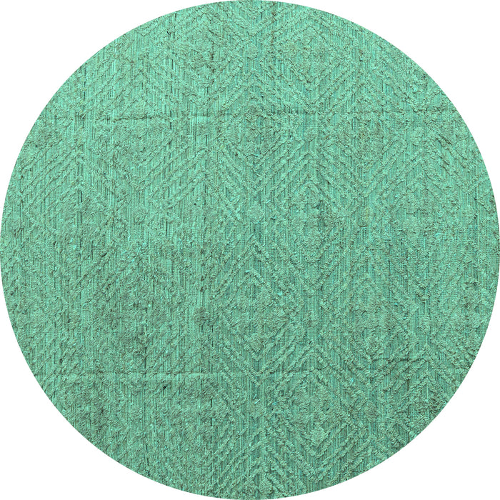 Round Abstract Turquoise Modern Rug, abs4574turq