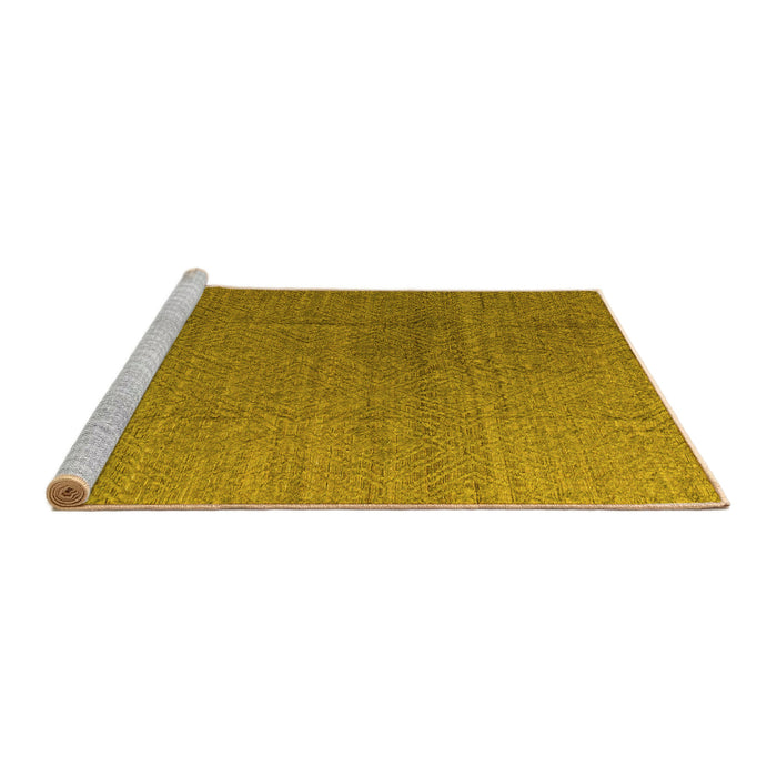 Sideview of Machine Washable Abstract Yellow Modern Rug, wshabs4575yw