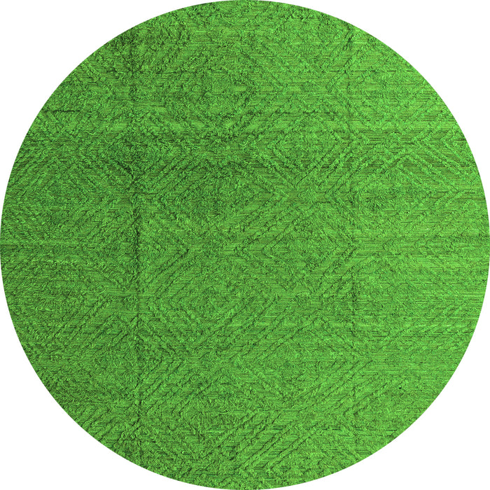 Round Machine Washable Abstract Green Modern Area Rugs, wshabs4575grn