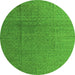 Round Machine Washable Abstract Green Modern Area Rugs, wshabs4575grn