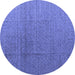 Round Machine Washable Abstract Blue Modern Rug, wshabs4575blu