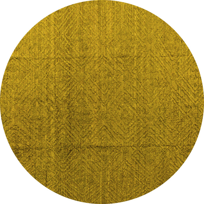 Round Machine Washable Abstract Yellow Modern Rug, wshabs4575yw