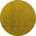 Round Machine Washable Abstract Yellow Modern Rug, wshabs4575yw