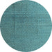 Round Abstract Light Blue Modern Rug, abs4575lblu