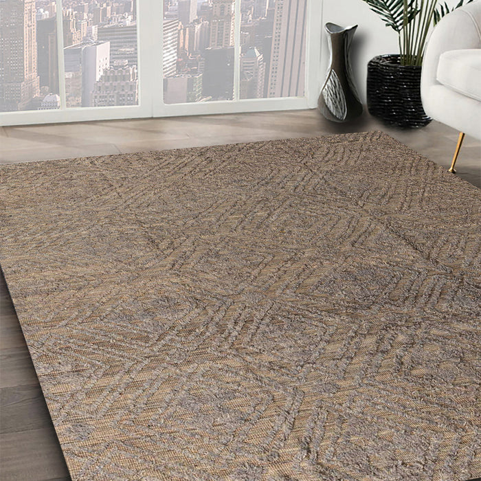 Abstract Camel Brown Modern Rug in Family Room, abs4575