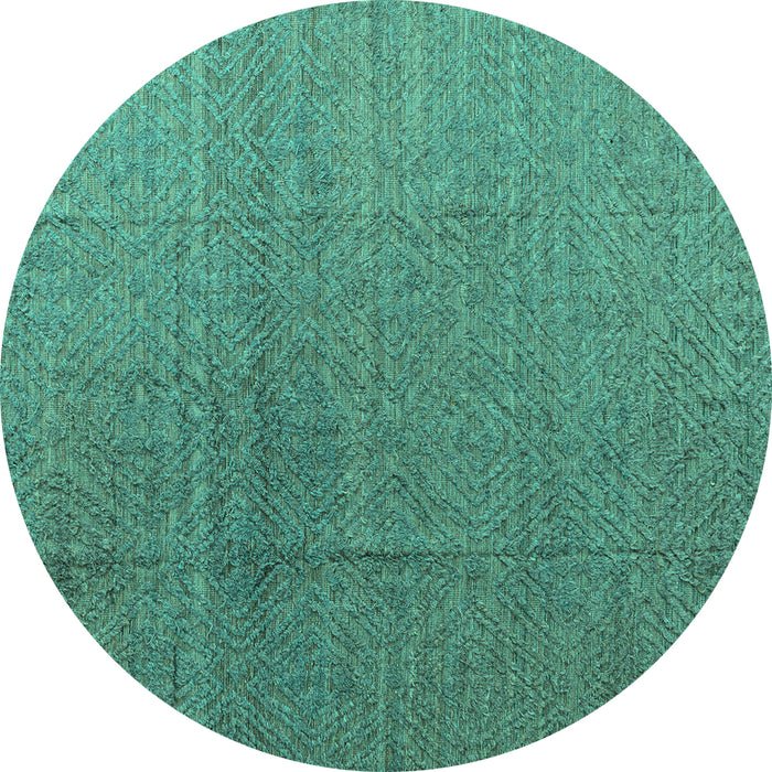 Round Abstract Turquoise Modern Rug, abs4575turq