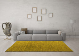 Machine Washable Abstract Yellow Modern Rug in a Living Room, wshabs4575yw