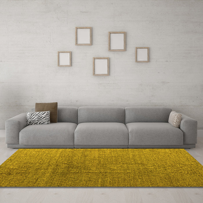 Machine Washable Abstract Yellow Modern Rug in a Living Room, wshabs4575yw