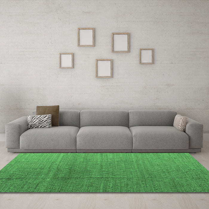 Machine Washable Abstract Emerald Green Modern Area Rugs in a Living Room,, wshabs4575emgrn