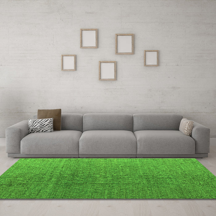 Machine Washable Abstract Green Modern Area Rugs in a Living Room,, wshabs4575grn