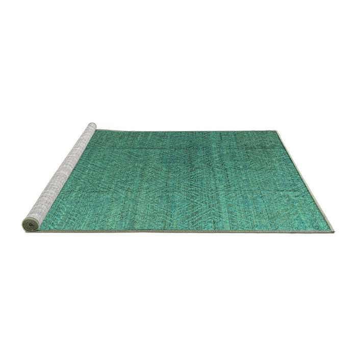 Sideview of Machine Washable Abstract Turquoise Modern Area Rugs, wshabs4575turq