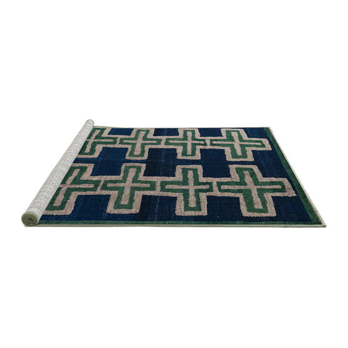 Sideview of Machine Washable Abstract Camouflage Green Rug, wshabs4576