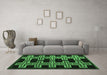 Machine Washable Southwestern Emerald Green Country Area Rugs in a Living Room,, wshabs4576emgrn