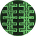 Round Machine Washable Southwestern Emerald Green Country Area Rugs, wshabs4576emgrn