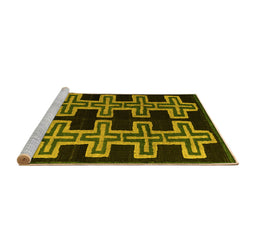 Sideview of Machine Washable Southwestern Yellow Country Rug, wshabs4576yw