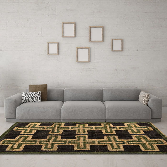 Machine Washable Southwestern Brown Country Rug in a Living Room,, wshabs4576brn