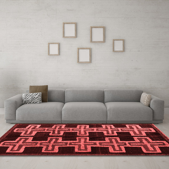 Country Red Washable Rugs