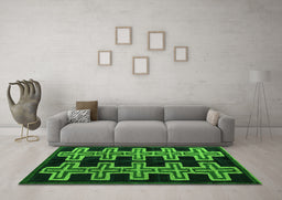 Machine Washable Southwestern Green Country Area Rugs in a Living Room,, wshabs4576grn