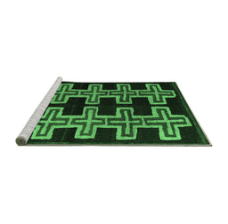 Sideview of Machine Washable Southwestern Emerald Green Country Area Rugs, wshabs4576emgrn