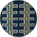 Round Abstract Camouflage Green Southwestern Rug, abs4576