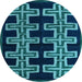 Round Southwestern Light Blue Country Rug, abs4576lblu